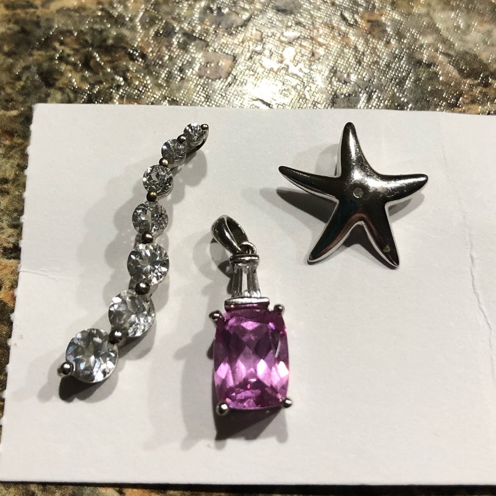Gently used Sterling Silver Sapphire Pendant Lot